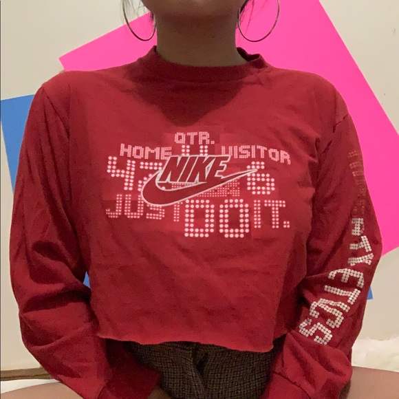 Nike Sweaters - cropped nike red crewneck sweater ✧